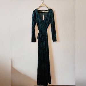 Baltic Born Emerald Velvet Wrap Dress